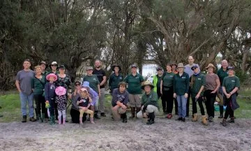 Friends of Yellagonga Regional Park and volunteers at the Tanah Close site after completing a workday of planting and weeding