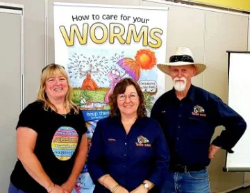 Sharon with Debbie and Kevin from the Worm Shed