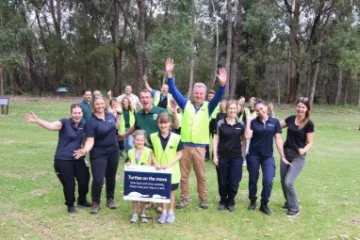 Our amazing turtle tracking team in 2023/24. Bryan Saunders is pictured in the middle front with his hands in the air.