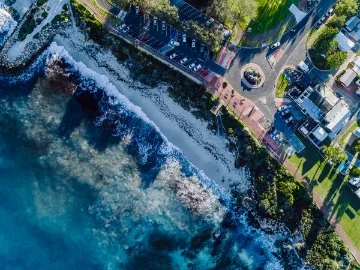 Aerial view of the coast line at Burns Beach