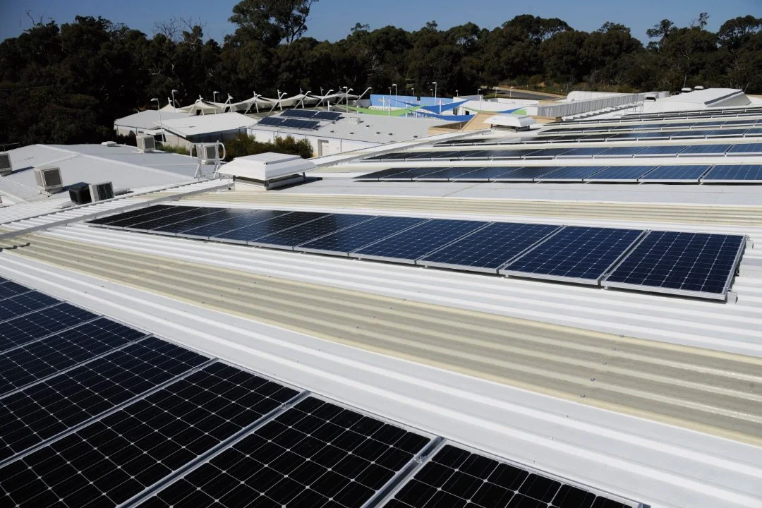 Photo of solar panels on a building