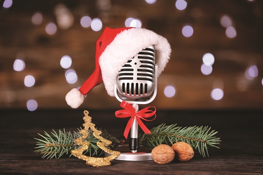 Microphone and Christmas hat