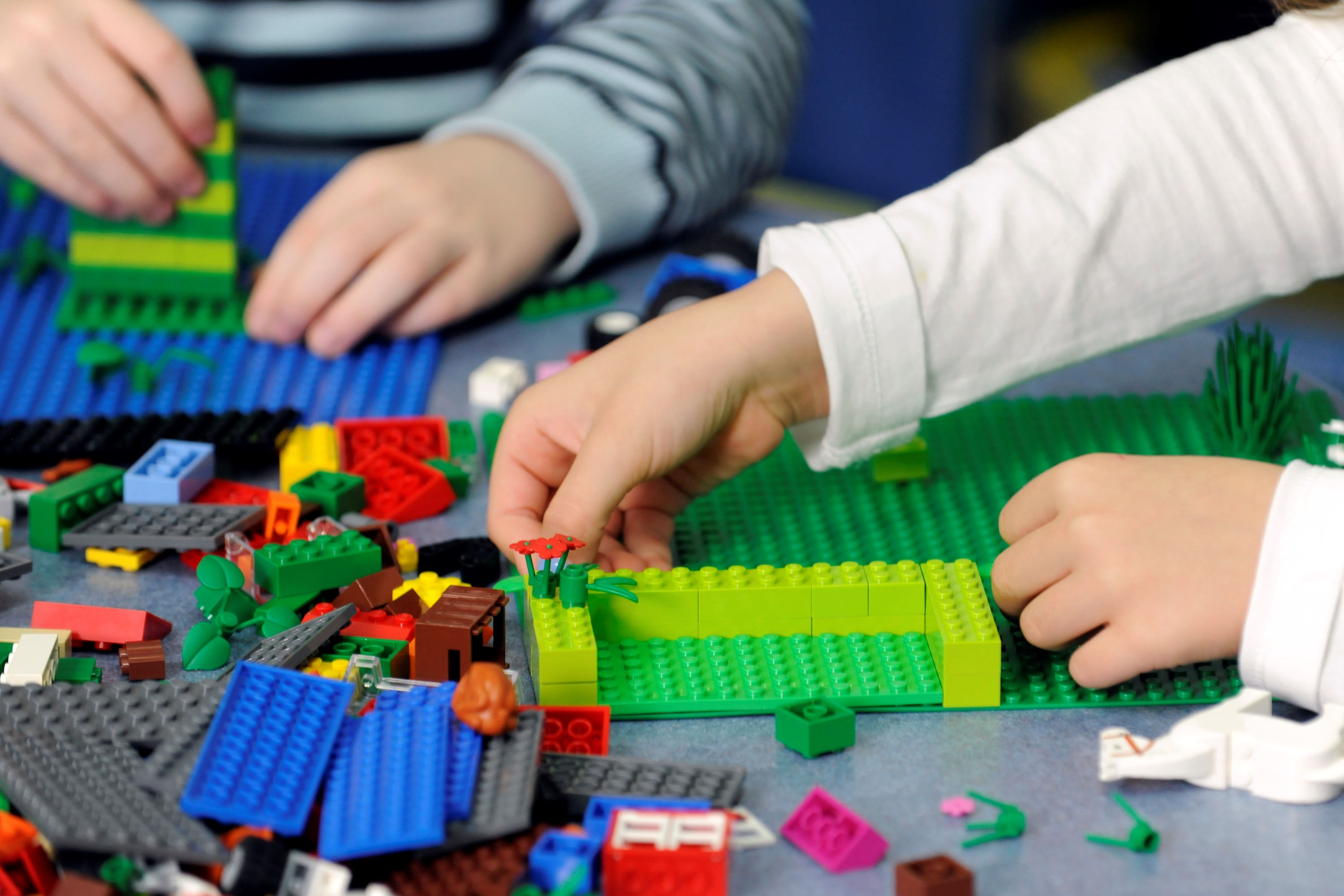 Children playing with lego at library