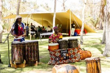 Image of a performance group at an event