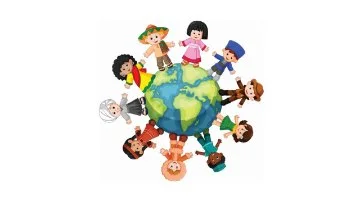 Vector image of the world showing people from all cultures